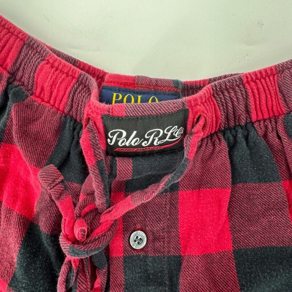 Polo Ralph Lauren Mens Pajama Pants Red Black Buffalo Plaid Size‎ S Cotton